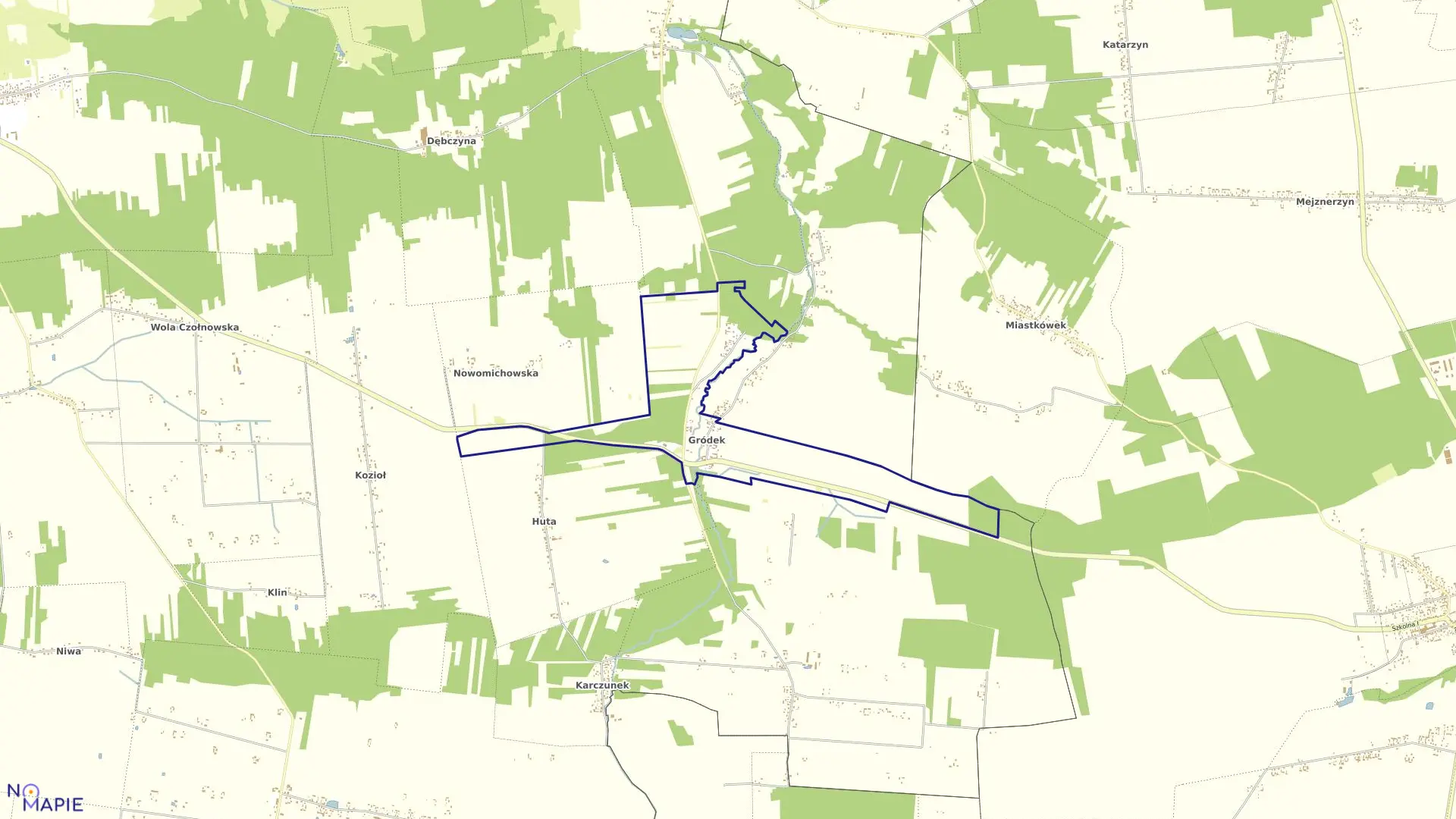 Mapa obrębu GRÓDEK w gminie Baranów