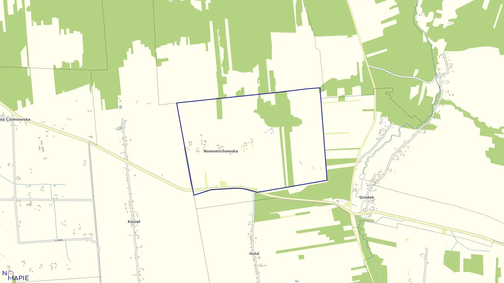 Mapa obrębu NOWOMICHOWSKA w gminie Baranów