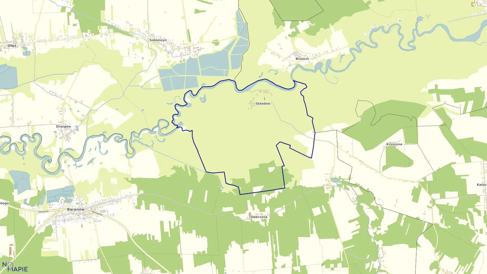 Mapa obrębu SKŁADÓW w gminie Baranów