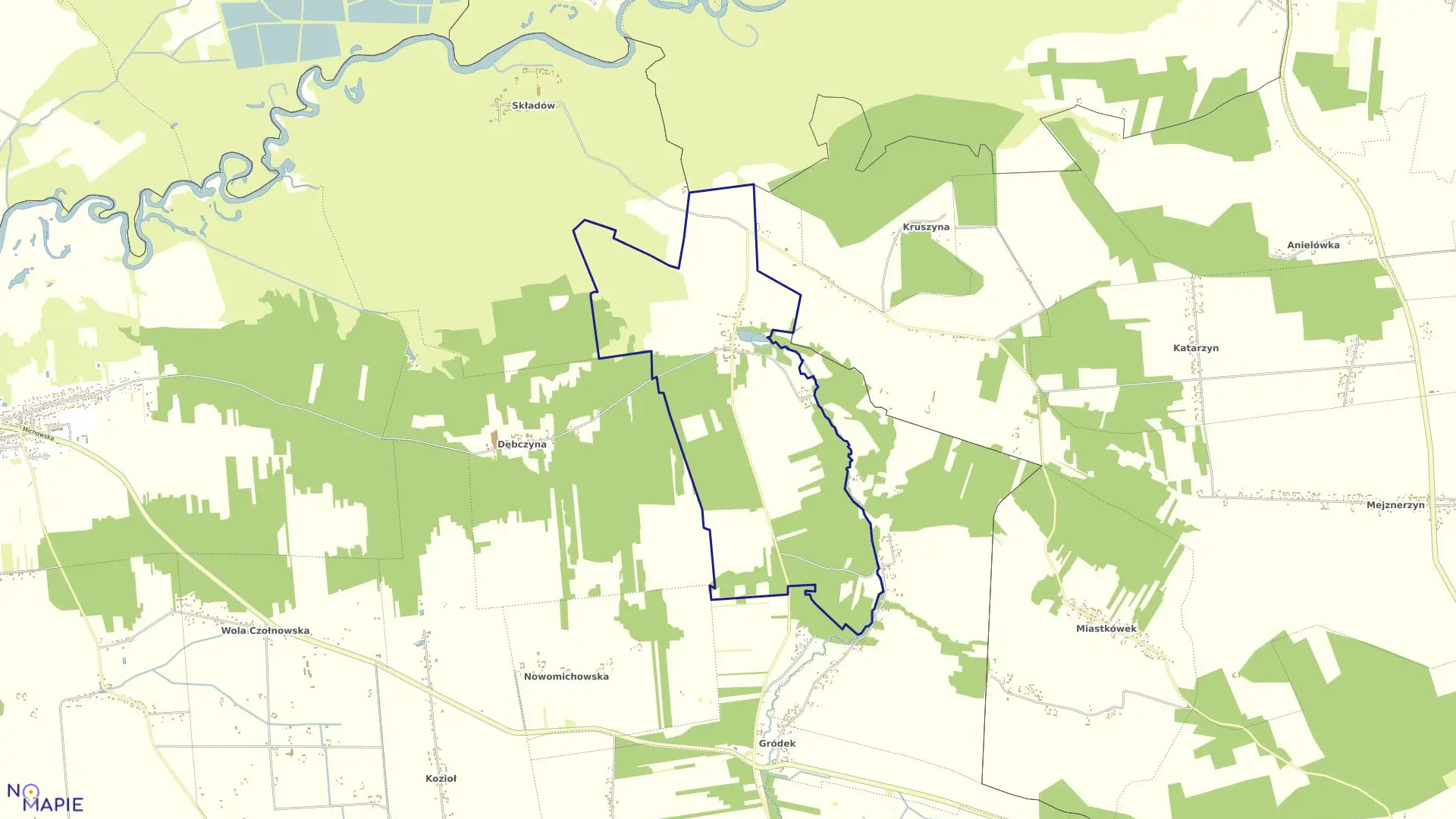 Mapa obrębu ZAGÓŹDŹ w gminie Baranów